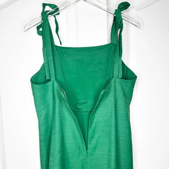 Sézane Green Tie-Strap Mini Dress Linen Blend Cutout Back Size 42 Large NWT - Picture 6 of 10